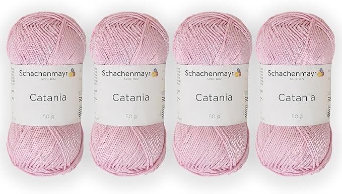 4 Skein/Pack Schachenmayr (SMC) Catania Originals Yarn, Each Ball 1.76 Oz (50gr) / 136 Yards (125 m), 100% Mercerized Cotton for Knitting and Crochet Yarn, Sport Weight, 246 - Pink