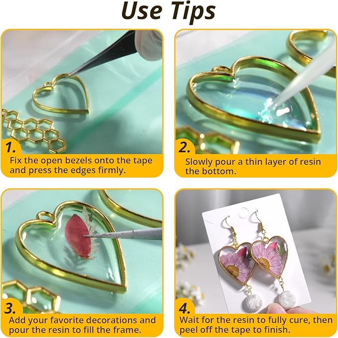 LET'S RESIN 172 pcs Open Bezels for Resin, 2 Size 36 Styles of Gold Hollow Frame Pendants Bezels with 100pcs Jump Rings, Unique Resin Bezels for Jewelry Making, Necklaces Earrings Making Supplies