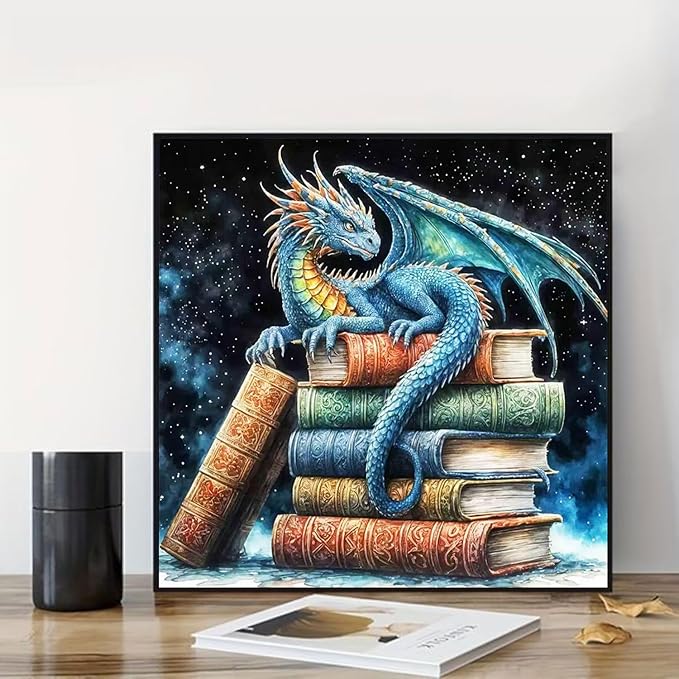 ARPADAMO Square Diamond Art Kits for Adults-Dragon Square Drill Diamond Painting,Square Diamond Art,DIY Book Gem Art Kits for Adults and Crafts for Gifts and Home Wall Decor 12x12inch