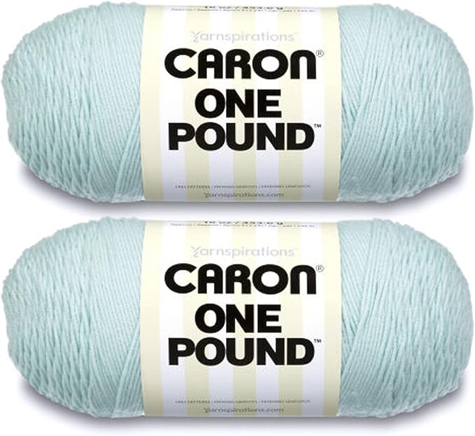 Caron One Pound Pale Green Yarn - 2 Pack of 454g/16oz - Acrylic - 4 Medium (Worsted) - 812 Yards - Knitting/Crochet