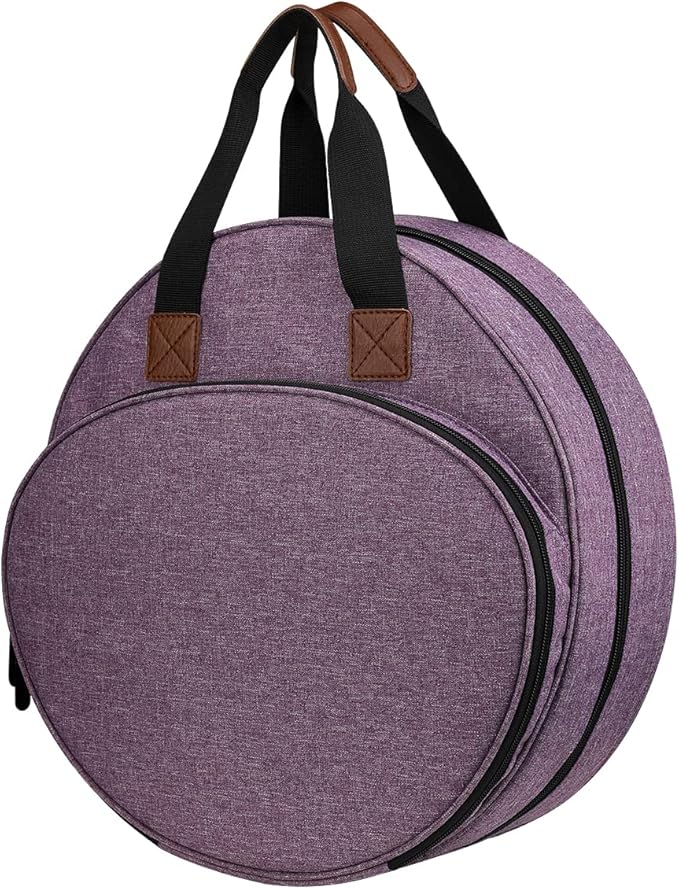 OTRIEK Shinyzone Cross Stitch Storage Bag Purple,Embroidery Projects Bag,Sewing Crafts Storage Tote Bag,Knitting Bags with Zipper Pockets Organiser for Embroidery Hoops,Charts and Threads