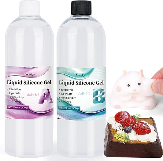 36oz Silicone Squishes Gel for Taba Squishes, Liquid Silicone Gel, Fast Cure 1:1 Ab Ratio Mix, Flex Rubber for Squishes Making, Beginner Squishes Makers, DIY Stress Relief Gift