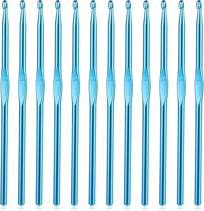 UzecPk 12Pcs 5mm Crochet Hooks Aluminum Ergonomic Handle Crochet Hook Set, Metal Crochet Needles Bulk for Arthritic Hands Crocheting Yarn
