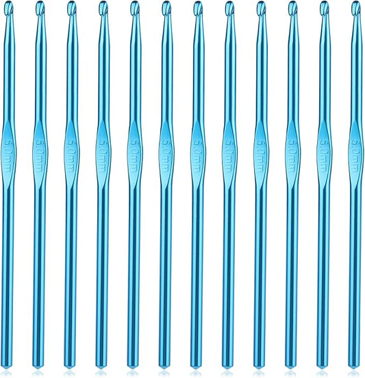 UzecPk 12Pcs 5mm Crochet Hooks Aluminum Ergonomic Handle Crochet Hook Set, Metal Crochet Needles Bulk for Arthritic Hands Crocheting Yarn