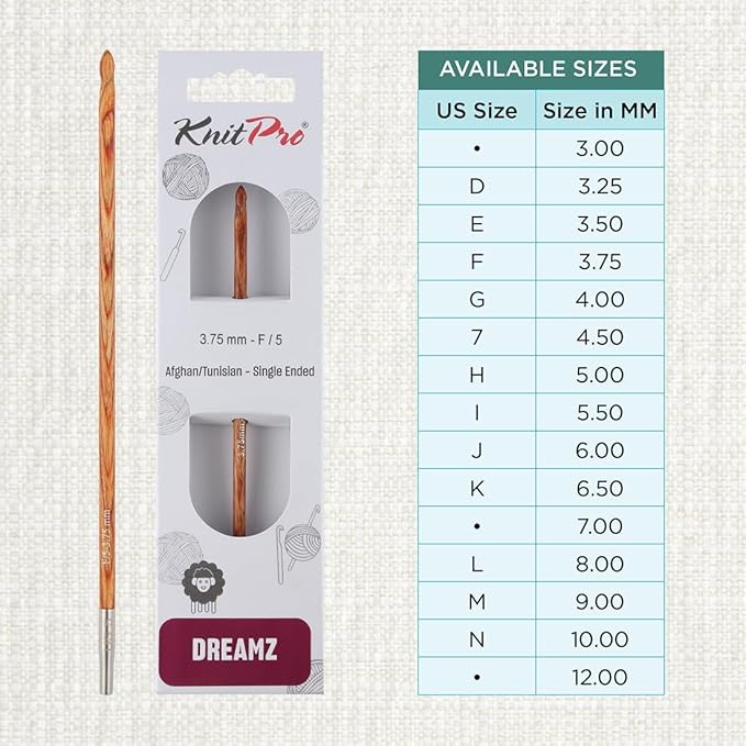 KnitPro Dreamz Afghan/Tunisian Crochet Hook | US Size F (3.75mm)