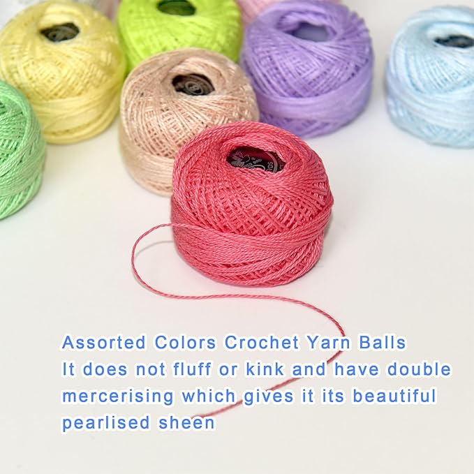 Crochet Thread 10 Balls Cardinal Size 8 for Crochet Hardanger Cross Stitch Needlepoint Hand Embroidery (Warm Color Series)