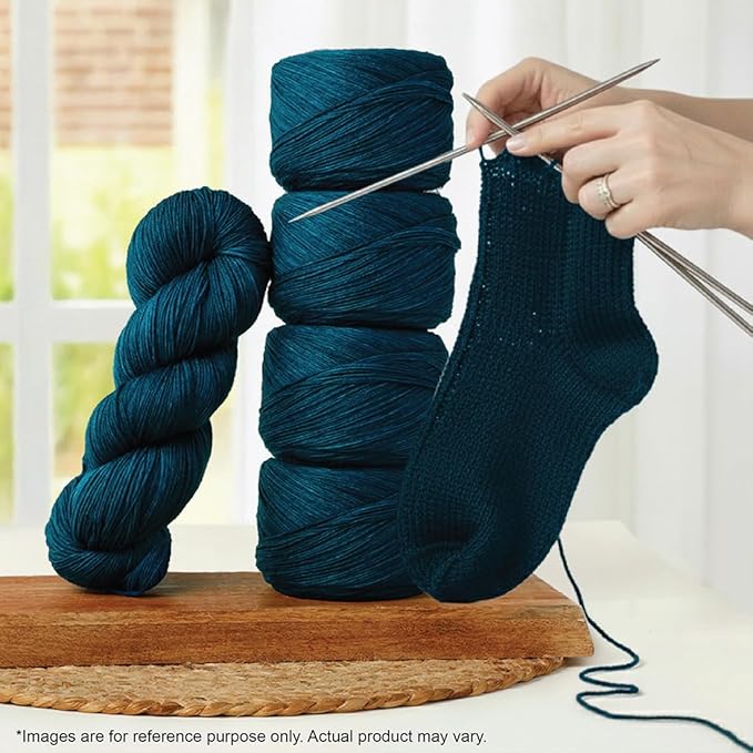 KnitPro Symfonie Fingering Weight Hand Dyed Semi-Solid Yarn Skein | Extra Fine Merino Wool & Polyamide Blend for Knitting & Crocheting, Oeko-TEX Certified 400m, 100g | Terra Peacock Green