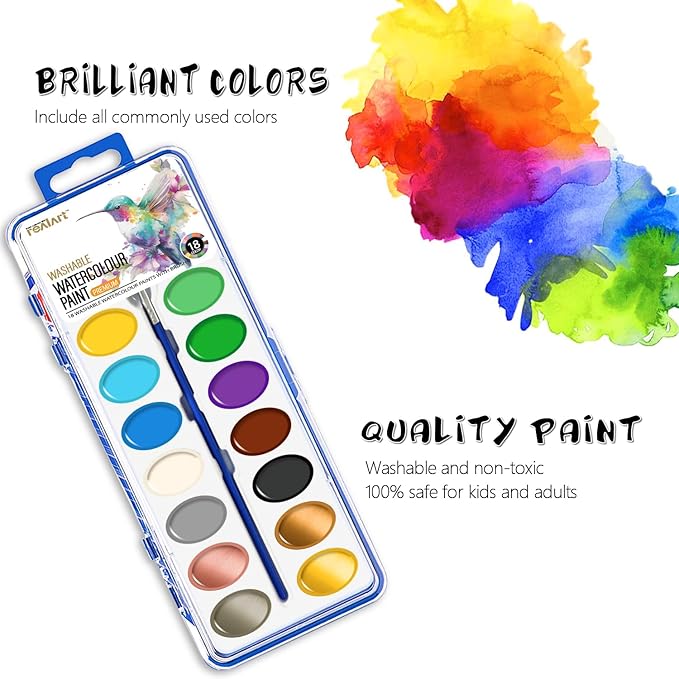 REALART 18 Colors Watercolor Paint Set Bulk Pack of 24 Water Color Paint Sets Water Color Sets
