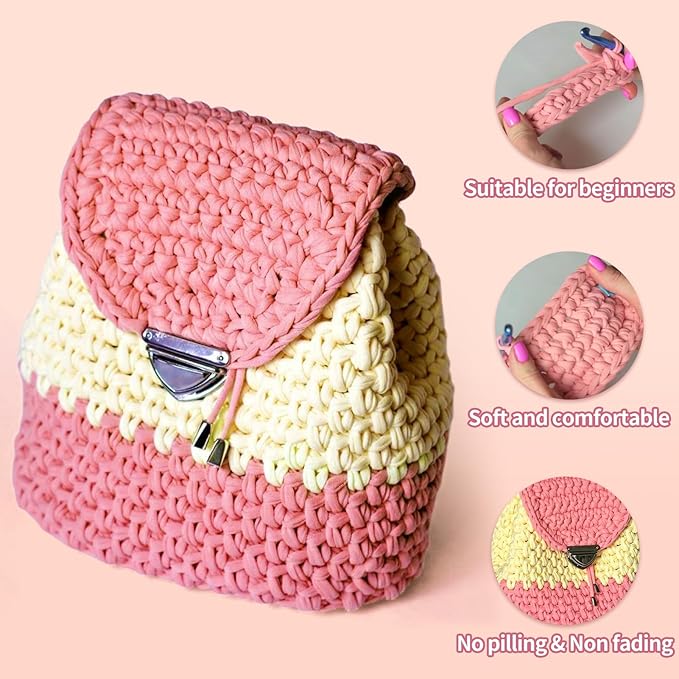 2 Pack T-Shirt Yarn for Crochet - 800 g/260 yds Elastic Fabric T-Shirt Yarn with 1 Crochet Hook (2, Grass Green)