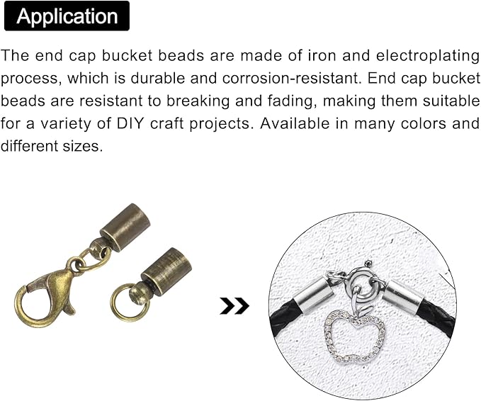 MECCANIXITY Fold Over Cord End Caps Bronze 4mm OD with Crimp Covers Lobster Claw Clasps DIY Jewelry Making for Bracelets and Necklaces Crafting 20 Pcs