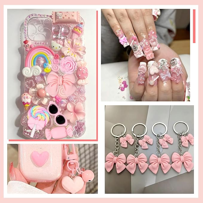 Anower Junk Case Charms Kit, Junk Phone Cases Charm, Flatback Cartoon Lollipop Candy Bear Flower Cute Slime Charms for DIY Crafts, Scrapbooking, Jewelry Making