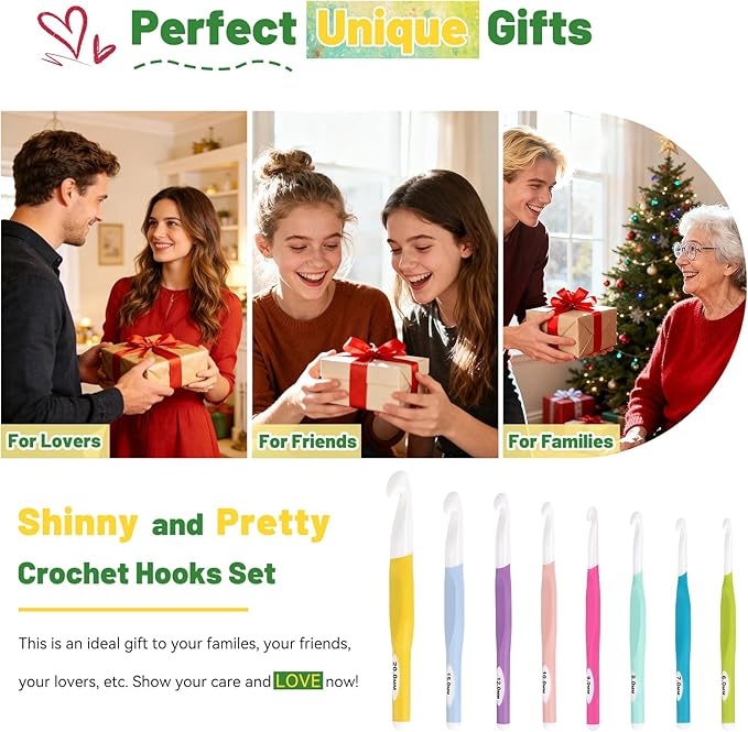aeelike large crochet hooks set, 8 pcs colorful crochet hooks size 6.0mm 7mm 8mm 9mm 10mm 12mm 15mm 20mm for thick bulky yarn blankets diy crafts, ideal gift