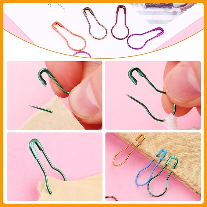 Stitch Markers, 300 pcs Crochet Markers, Metal Stitch Markers for Crocheting, Crochet Accessories and Supplies, Stitch Markers for Knitting and Crocheting, Safety Pins for Fabric and Paper