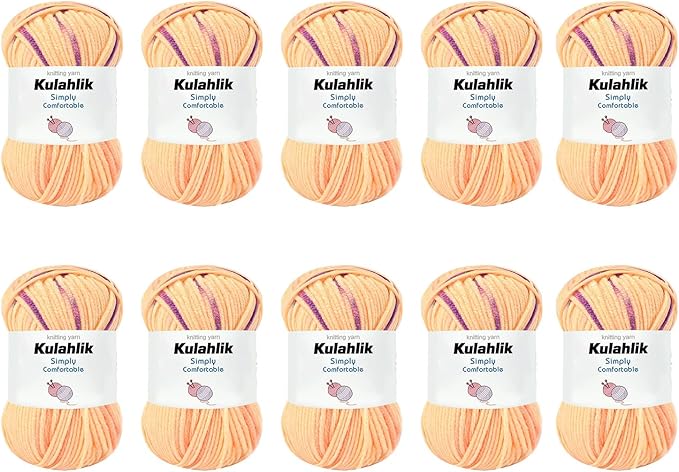 500g(10x50g) Acrylic Yarn for Crocheting and Knitting, Colorful Gradient Yarn Thread, 10 Rolls Skeins, Multicolor Hilo Acrílico, Perfect for DIY Crafts Project