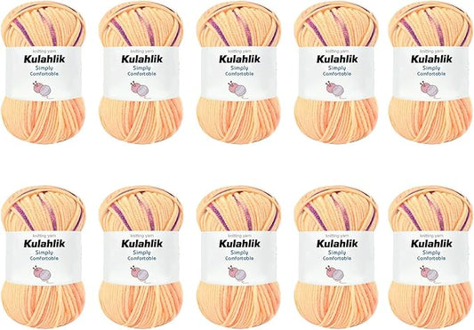 500g(10x50g) Acrylic Yarn for Crocheting and Knitting, Colorful Gradient Yarn Thread, 10 Rolls Skeins, Multicolor Hilo Acrílico, Perfect for DIY Crafts Project