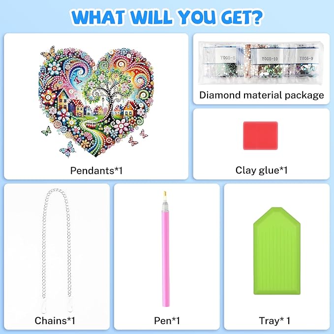 Bowetile Heart-Shaped Flower Diamond Art Hanging Kits for Adults, Diamond Art Suncatchers Tree of Life, 5D Special Shape Diamond Painting Pendant Window Ornament Gifts for Home Wall Decor