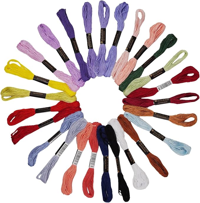 Friendship Bracelet String 24 Rainbow Color Skeins, Embroidery Floss Cross Stitch Embroidery Thread Floss Bracelet Making Yarn, Craft Floss