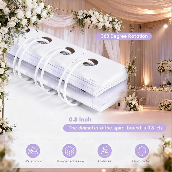 Wukfuiui Letters to The Bride Scrapbook 8 x 8 Inch Wedding Photo Album Kit DIY Guest Book for Bride with Metallic Pens Pearl Stickers Bows Memory Book with Thick Paper for Letters, Bridal Shower Gifts