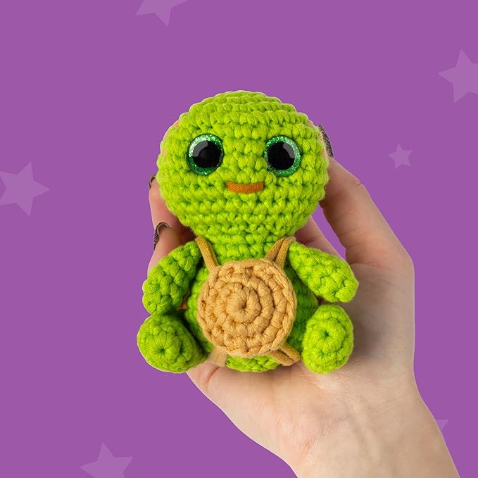Cookie Box Original Crochet Kit for Beginners – Gift Set to Make Turtle Hugo Amigurumi Plushie – Easy DIY Crochet & Knitting Starter Kit with Video and PDF Tutorials
