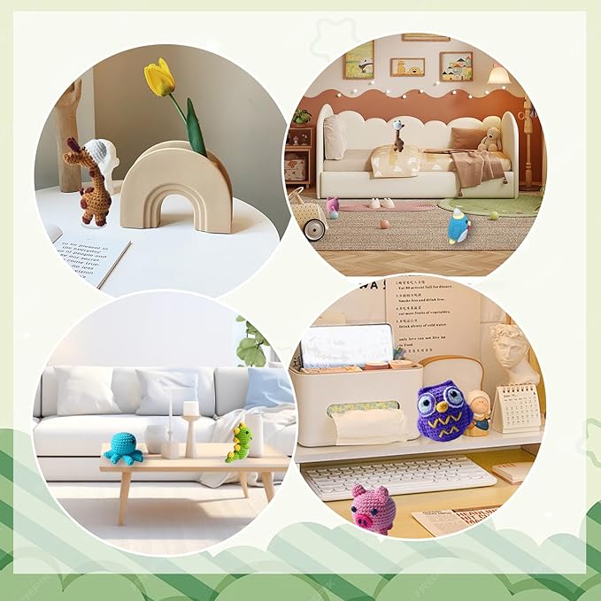 HAIDWEN 6Pcs 2026 Crochet Kit for Beginners Adults,Easy Animal Crochet Starter Kit with Step-by-Step Video Tutorials,Perfect DIY Gift for Craft Lovers with Yarn(40%+ Yarn)