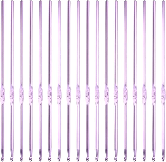 Hordolry 3mm Crochet Hooks Bulk, 18Pcs Aluminum Crochet Needle, Knitting Needles for Craft Yarn Contribute to Beginners