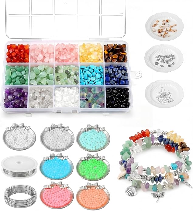 Jewelry Making Kit for Bracelet Necklace Arm Cuff Earring DIY Supplies, Butterfly Bee Charm Beads Fake Pearl Metal Wire