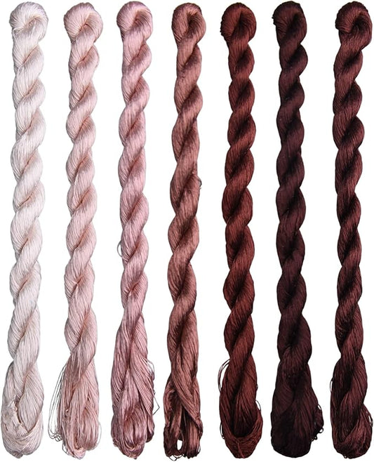 Natural 100% Silk Thread, Handmade Embroidery Thread Silk Floss 7 Colors 110m Each (55)