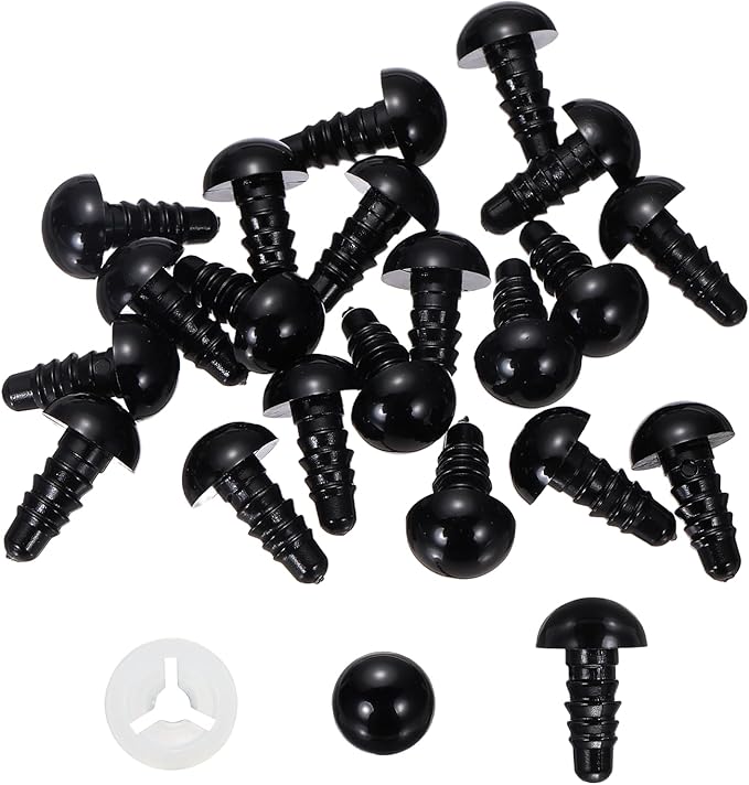 PATIKIL 10mm Safety Eyes, 20 Pcs Plastic Craft Eyes with Protective Film with Washers for Stuffed Animals Crochet Toys Dolls DIY Craft Making, Black