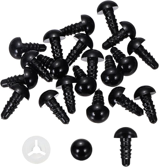 PATIKIL 10mm Safety Eyes, 20 Pcs Plastic Craft Eyes with Protective Film with Washers for Stuffed Animals Crochet Toys Dolls DIY Craft Making, Black