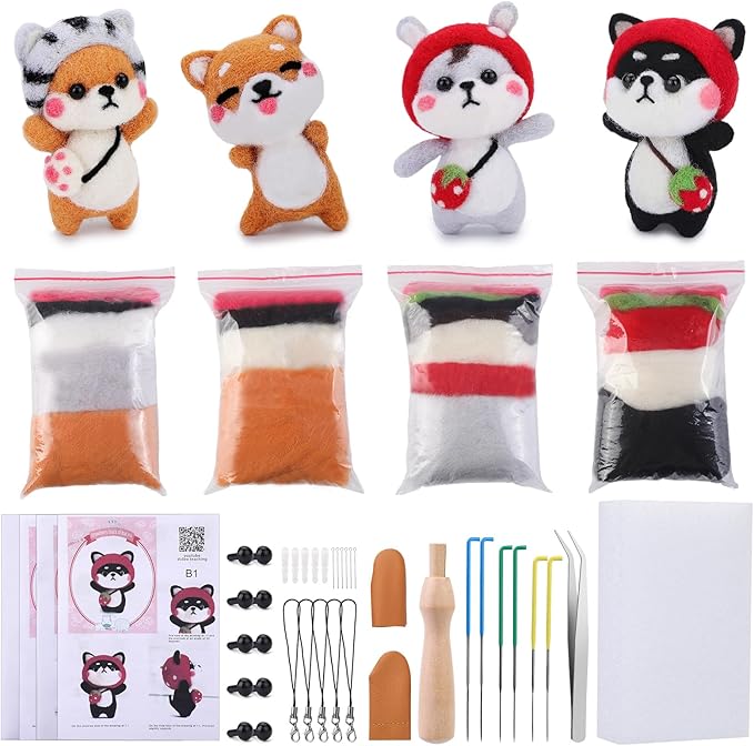 UOOU Needle Felting Kit, Needle Felting Starter Kit with 6 Pcs Colorful Needle Felting Needles and Instructions, Wool Felting Supplies for Festival and Crafts