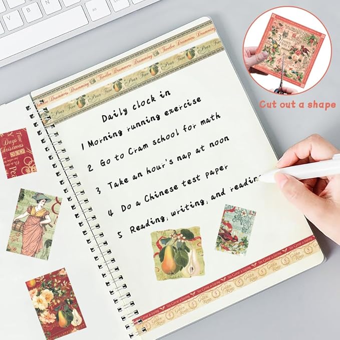 6x6" 160gsm Cardstock Single Sided Scrapbooking 24 Papers Pad Vintage Decoupage Scrapbook Kit Patterned Paper Junk Journal Supplies Journaling Supply Scrap Paper Crafting. Carols