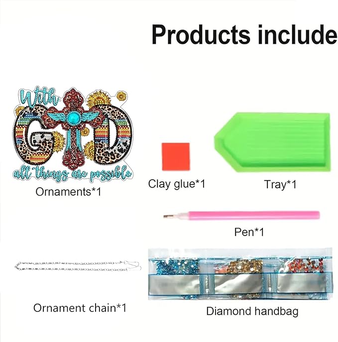 STGLCR Cross Diamond Art Hanging Kit for Adult,Special Shaped Rhinestone,DIY Acrylic God 5D Diamond Art Painting Window Pendants Home Garden Wall Hanging Kits Hanging Ornament 7.8inch