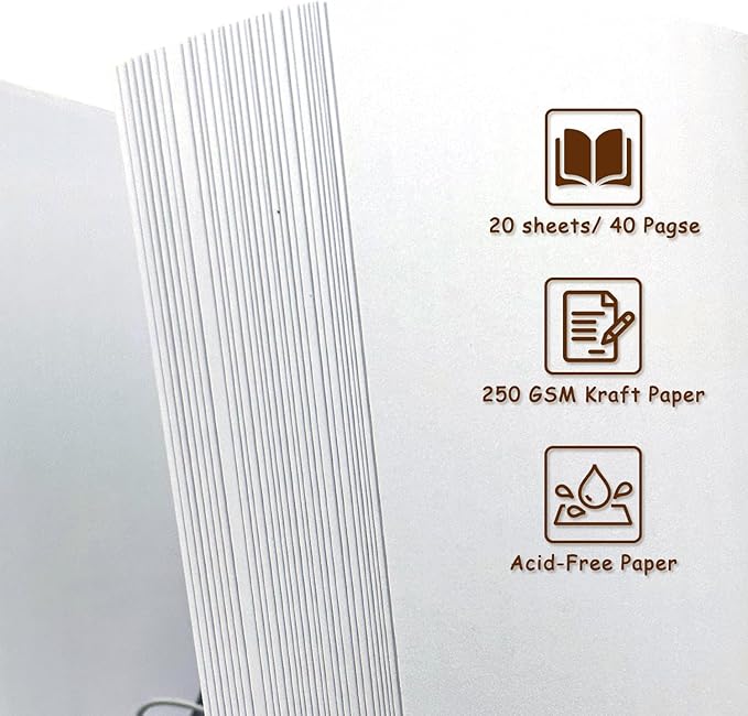 Scrapbook Album 8x8 Inch - 40 Pages Hardcover Kraft Paper Photo Album, Memory Book for Wedding, Anniversary, Family, Christmas, Baby Shower, Ideal for Preserving Precious Moments