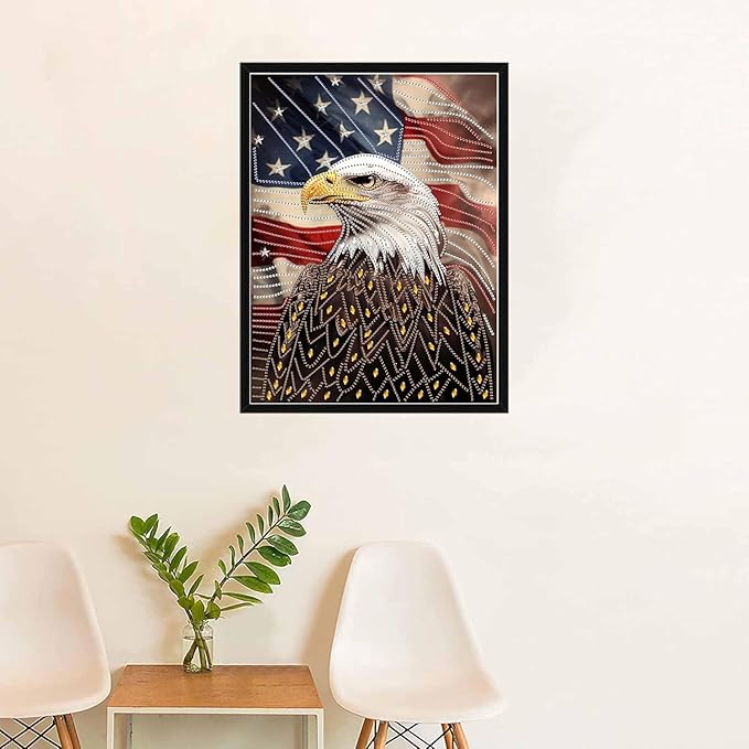 SKRYUIE DIY Diamond Art Kits for Adults Eagle Special Shape - 5D Diamond Painting Kits for Adults Animal - Crystal Embroidery Cross Stitch - Craft for Wall & Office Decor 12×16 Inch