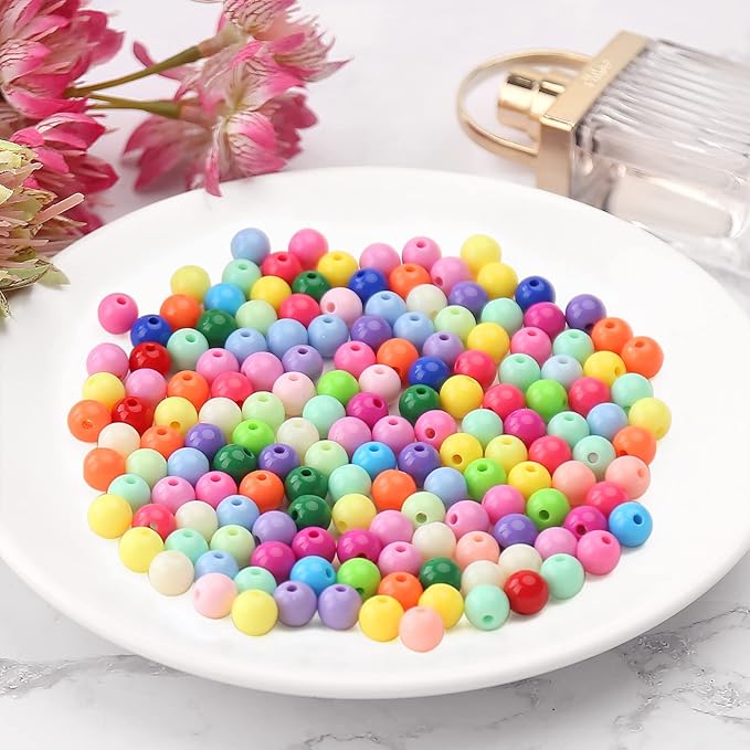 bonny boxx 60pcs 16mm smooth mix colors acrylic round beads, plastic resin bubblegum balls chunky gumball beads for necklace and bracelet making, crafting supplies