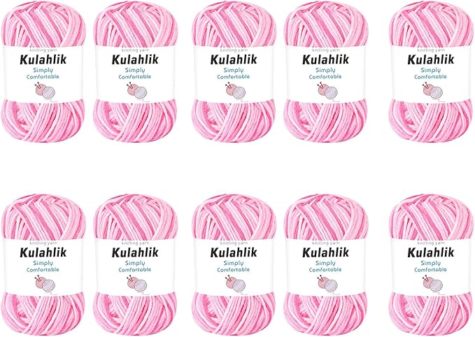 500g(10x50g) Acrylic Yarn for Crocheting and Knitting, Colorful Gradient Yarn Thread, 10 Rolls Skeins, Multicolor Hilo Acrílico, Perfect for DIY Crafts Project
