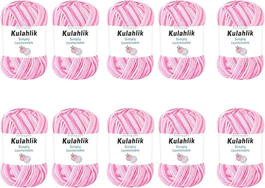 500g(10x50g) Acrylic Yarn for Crocheting and Knitting, Colorful Gradient Yarn Thread, 10 Rolls Skeins, Multicolor Hilo Acrílico, Perfect for DIY Crafts Project
