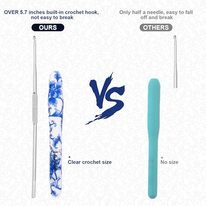 BCMRUN 5.5 mm(I) Crochet Hook, Ergonomic Handle for Arthritic Hands, Soft Rubber Grip Extra Long  Knitting Needles for Beginners and Knitting Crocheting Yarn (5.5mm-I)