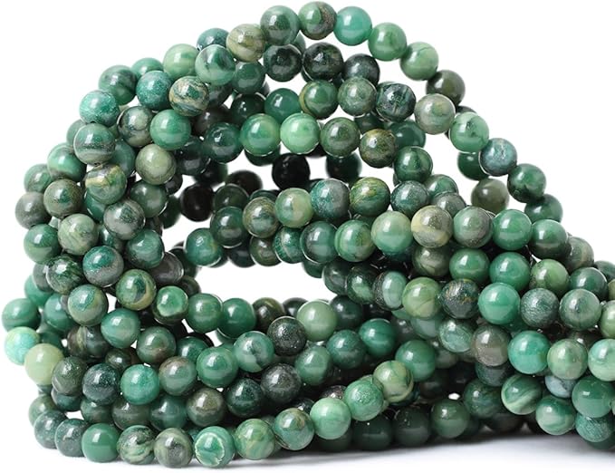 cheavian 60pcs 6mm natural verdite stone african jade gemstone round loose beads for jewelry making diy findings 1 strand 15"