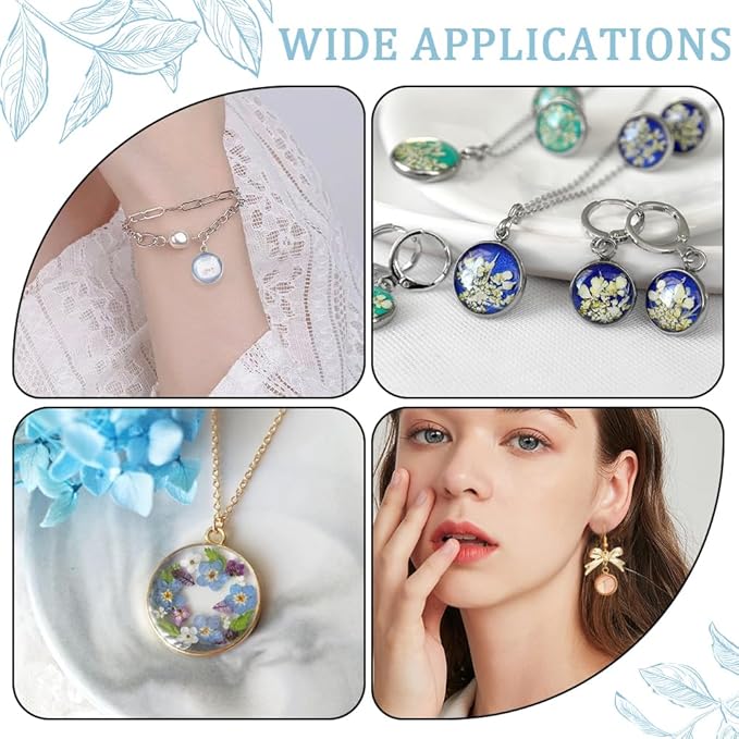 SUNNYCLUE 1 Box 120Pcs Blank Dome Pendant Making Kit Cabochon Settings Bezel Pendant Blanks Memorial Photo Charm Transparent Glass Cabochons with Round Pendant Trays for Jewelry Making DIY Findings
