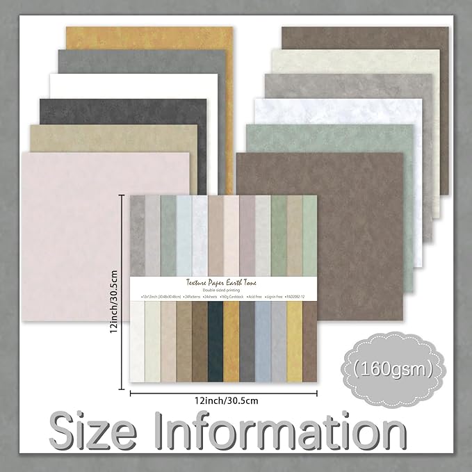 24 Sheets Scrapbook Paper 12" Double-Sided Photo Backdrop Bohemian Patterned (Boho Design G)