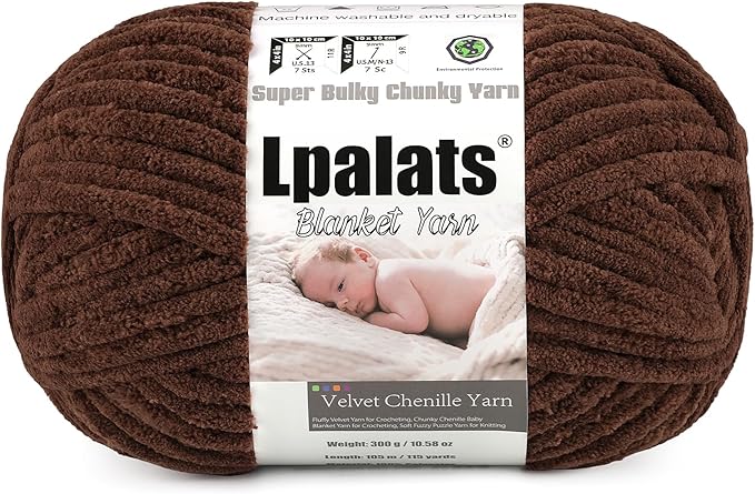 Baby Blanket Yarn for Crocheting - 1 Pack of 300g/10.6oz Super Fluffy Chunky Chenille Yarn for Hand Knitting, 115 yds Super Bulky Plush Yarn for Cozy Blankets and Amigurumi (1, Dark Curry)