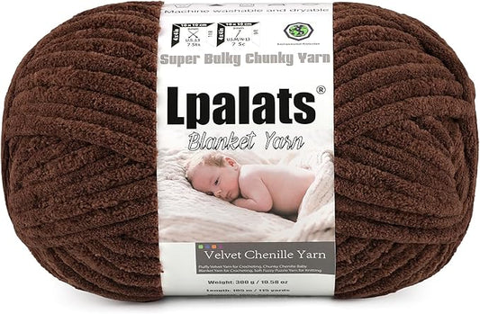 Baby Blanket Yarn for Crocheting - 1 Pack of 300g/10.6oz Super Fluffy Chunky Chenille Yarn for Hand Knitting, 115 yds Super Bulky Plush Yarn for Cozy Blankets and Amigurumi (1, Dark Curry)