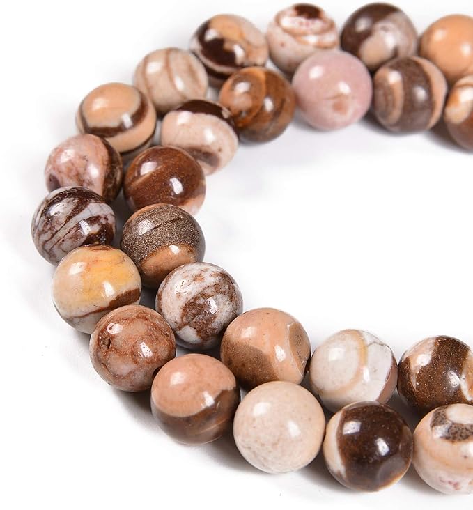 90pcs 4mm Natural Brown Zebra Gemstone Round Spacer Loose Stone Beads for Jewelry Making 15.5" 1 Strand (Brown Zebra, 4mm 90Beads)