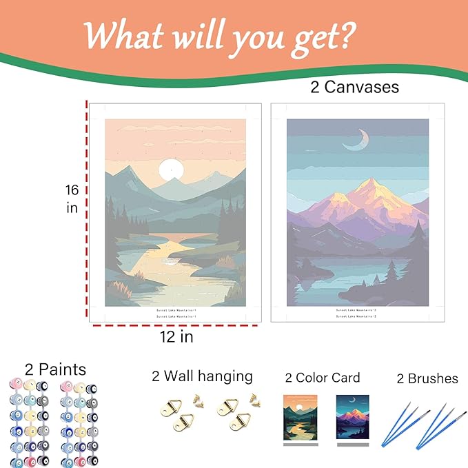 2 Pack National Park Paint by Numbers Kit for Adults Beginners - 12x16 Inch Easy Paint by Numbers Kit Landscape for Adults Mountains Kits on Canvas,Sunset Wander Painting by Numbers for National Parks