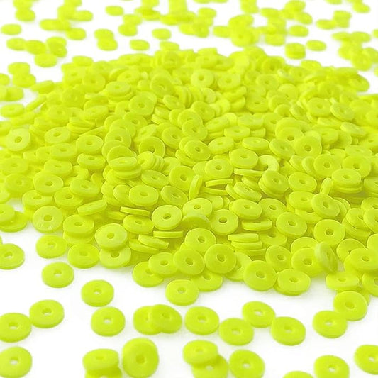 2000pcs Heishi Vinyl Beads Flat Round Polymer Clay Spacer Beads for Making Bracelet Necklace Earring Accessories DIY Handmade Craft(Lemon Yellow, 6mm)