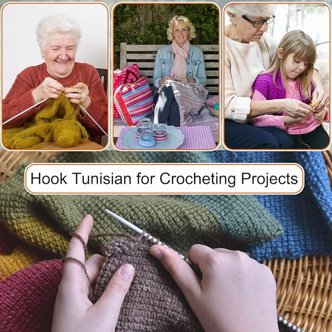 Tunisian Crochet Hook 6.0 mm, Aeelike Extra Long Afghan Hook Aluminum Durable for Beginners and Crochet Hook Lovers,Tunisian Knitting Needles for Crocheting Blankets Scarves Bags Sweater