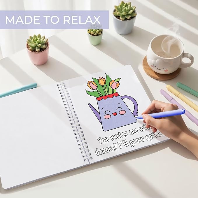 Beautiful Coloring Book Set of 2 for Adult Relaxation - Funny Coloring Books with Floral Designs for a lot of Laughs - The Perfect Stress-Relieving Gift for Women