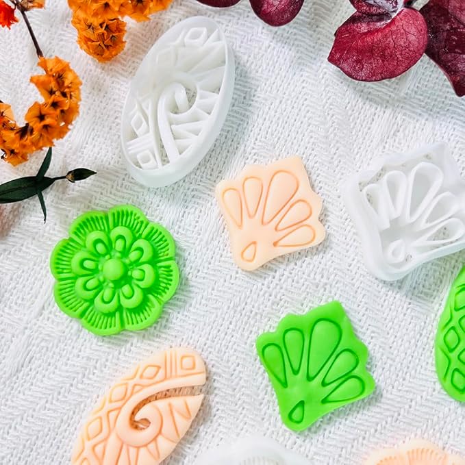Xaekicr Polymer Clay Cutters Set – 3PCS Decorative Clay Cutters for Polymer Clay Jewelry, Carved Pattern Clay Earring Cutters Shapes, DIY Clay Tools for Earrings and Crafts