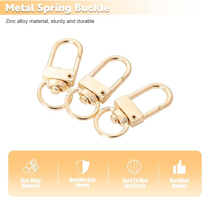 20 Pack Gold & Silver Metal Lobster Claw Clasps, 360° Swivel Lanyard Snap Hooks Lobster Clasp for Keychains and Jewelry Making, Key Chain Hooks for Purse Bag Connector Key Rings Accessories (Gold)